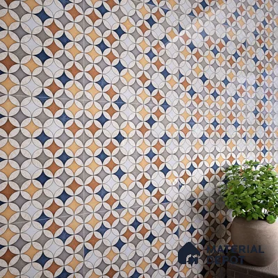 Moroccan Wall & Floor Tile TL 07419 Elista Multy 2 ft x 2 ft Glossy Finish Vitrified Tile - 9 mm | Suitable For Kitchen, Balcony, Dining Area | Please Expect a Slight Variation of Pattern | Random Designs