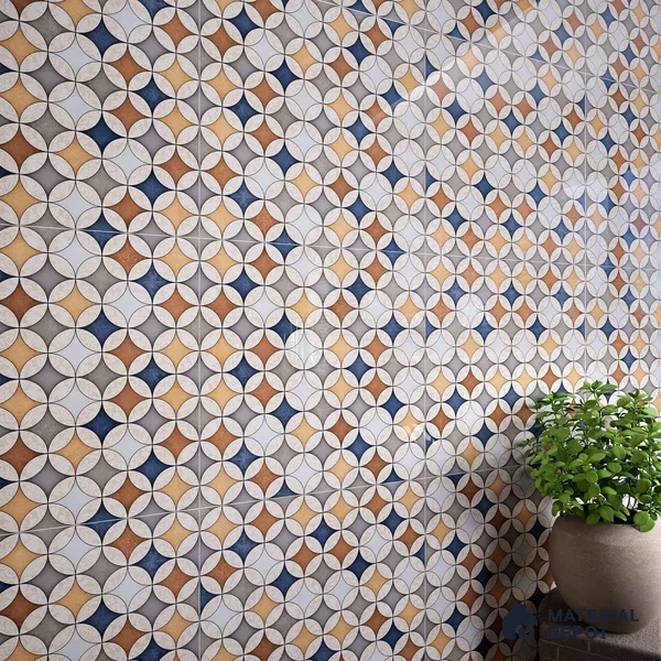 Moroccan Wall & Floor Tile TL 07419 Elista Multy 2 ft x 2 ft Glossy Finish Vitrified Tile - 9 mm | Suitable For Kitchen, Balcony, Dining Area | Please Expect a Slight Variation of Pattern | Random Designs
