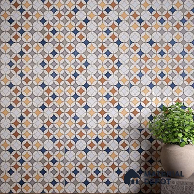 Moroccan Wall & Floor Tile TL 07419 Elista Multy 2 ft x 2 ft Glossy Finish Vitrified Tile - 9 mm | Suitable For Kitchen, Balcony, Dining Area | Please Expect a Slight Variation of Pattern | Random Designs