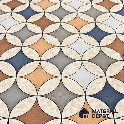 Moroccan Wall & Floor Tile TL 07419 Elista Multy 2 ft x 2 ft Glossy Finish Vitrified Tile - 9 mm | Suitable For Kitchen, Balcony, Dining Area | Please Expect a Slight Variation of Pattern | Random Designs