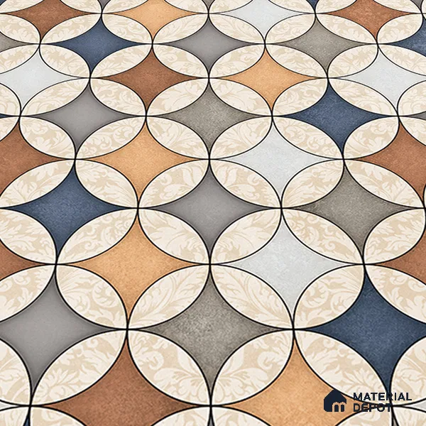 Moroccan Wall & Floor Tile TL 07419 Elista Multy 2 ft x 2 ft Glossy Finish Vitrified Tile - 9 mm | Suitable For Kitchen, Balcony, Dining Area | Please Expect a Slight Variation of Pattern | Random Designs