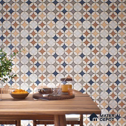 Moroccan Wall & Floor Tile TL 07419 Elista Multy 2 ft x 2 ft Glossy Finish Vitrified Tile - 9 mm | Suitable For Kitchen, Balcony, Dining Area | Please Expect a Slight Variation of Pattern | Random Designs