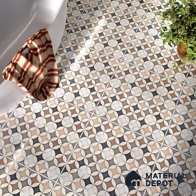 Moroccan Wall & Floor Tile TL 07419 Elista Multy 2 ft x 2 ft Glossy Finish Vitrified Tile - 9 mm | Suitable For Kitchen, Balcony, Dining Area | Please Expect a Slight Variation of Pattern | Random Designs
