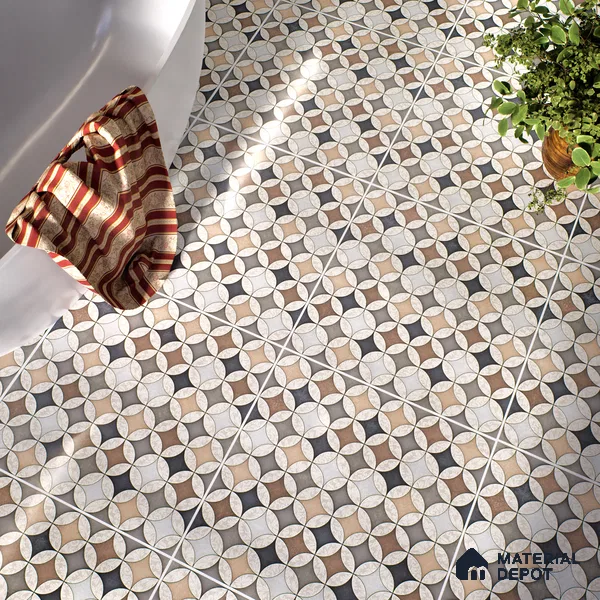 Moroccan Wall & Floor Tile TL 07419 Elista Multy 2 ft x 2 ft Glossy Finish Vitrified Tile - 9 mm | Suitable For Kitchen, Balcony, Dining Area | Please Expect a Slight Variation of Pattern | Random Designs