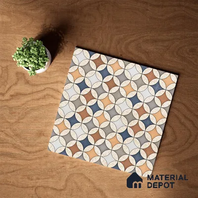 Moroccan Wall & Floor Tile TL 07419 Elista Multy 2 ft x 2 ft Glossy Finish Vitrified Tile - 9 mm | Suitable For Kitchen, Balcony, Dining Area | Please Expect a Slight Variation of Pattern | Random Designs