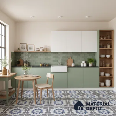 Moroccan Wall & Floor Tile TL 07421 Glito Blue 2 ft x 2 ft Glossy Finish Vitrified Tile - 9 mm | Suitable For living Room, Bedroom, Bathroom | Please Expect a Slight Variation of Pattern (Sample)