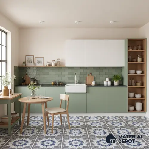 Moroccan Wall & Floor Tile TL 07421 Glito Blue 2 ft x 2 ft Glossy Finish Vitrified Tile - 9 mm | Suitable For living Room, Bedroom, Bathroom | Please Expect a Slight Variation of Pattern