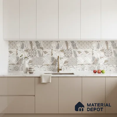 Moroccan Wall & Floor Tile TL 07423 Dali Bianco 2 ft x 2 ft Matte Finish Vitrified Tile - 9 mm | Suitable For living Room, Bedroom, Bathroom | Please Expect a Slight Variation of Pattern (Sample)