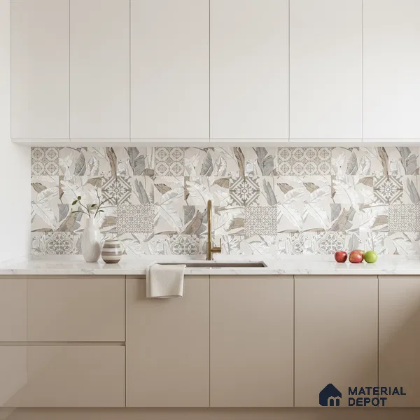 Moroccan Wall & Floor Tile TL 07423 Dali Bianco 2 ft x 2 ft Matte Finish Vitrified Tile - 9 mm | Suitable For living Room, Bedroom, Bathroom | Please Expect a Slight Variation of Pattern (Sample)