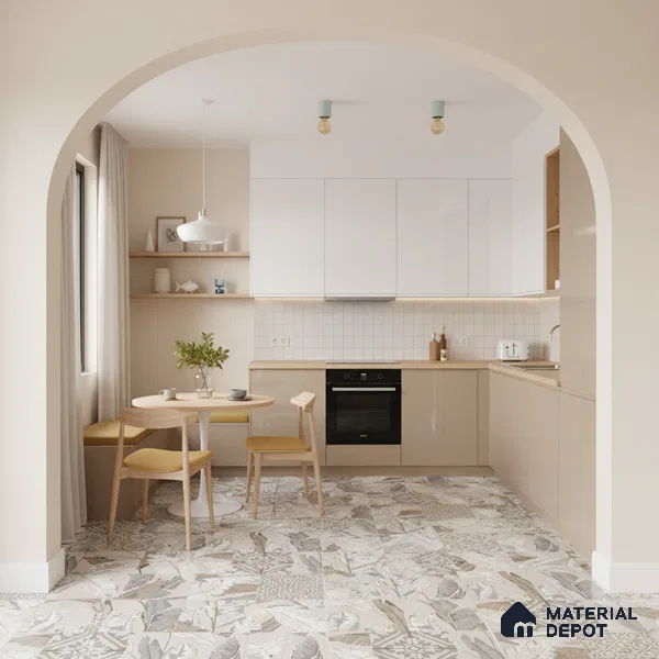 Moroccan Wall & Floor Tile TL 07423 Dali Bianco 2 ft x 2 ft Matte Finish Vitrified Tile - 9 mm | Suitable For living Room, Bedroom, Bathroom | Please Expect a Slight Variation of Pattern (Sample)