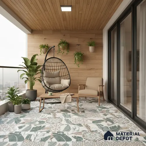 Moroccan Wall & Floor Tile TL 07424 Dali Olive 2 ft x 2 ft Matte Finish Vitrified Tile - 9 mm | Suitable For living Room, Bedroom, Bathroom | Please Expect a Slight Variation of Pattern