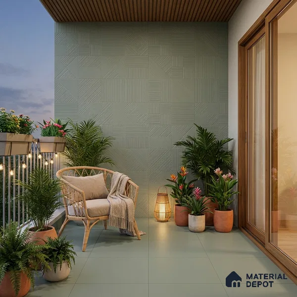 Green Punch Wall Tile TL 07428 B Prestige Royal Triad Elemento Kota 4 ft x 2 ft Vitrified Matte Finish - 9 mm |  Suitable for Living Room, Bedroom, Bathroom