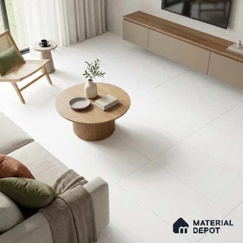 Plain Wall & Floor Tile TL 07428 C Ivory Pearl 4 ft x 2 ft Matte Finish Full Body Vitrified Tile - 9 mm | Suitable For Living Room, Hall, Bedroom