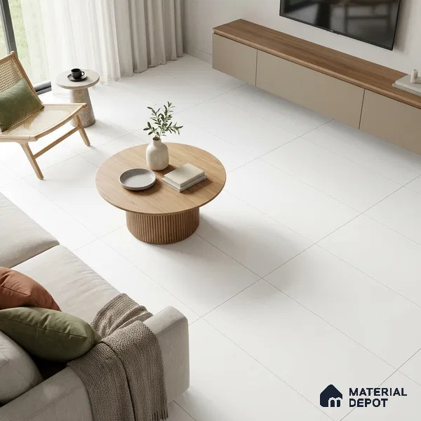 Plain Wall & Floor Tile TL 07428 C Ivory Pearl 4 ft x 2 ft Matte Finish Full Body Vitrified Tile - 9 mm | Suitable For Living Room, Hall, Bedroom