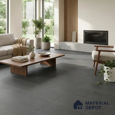 Plain Wall & Floor Tile TL 07428 I Graphite Grey 4 ft x 2 ft Matte Finish Full Body Vitrified Tile - 9 mm | Suitable For Living Room, Hall, Bedroom