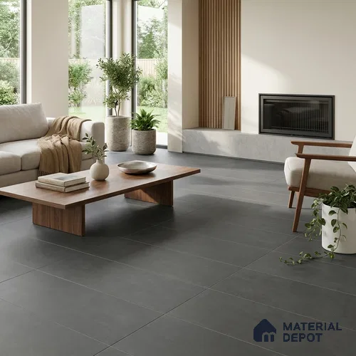 Plain Wall & Floor Tile TL 07428 I Graphite Grey 4 ft x 2 ft Matte Finish Full Body Vitrified Tile - 9 mm | Suitable For Living Room, Hall, Bedroom