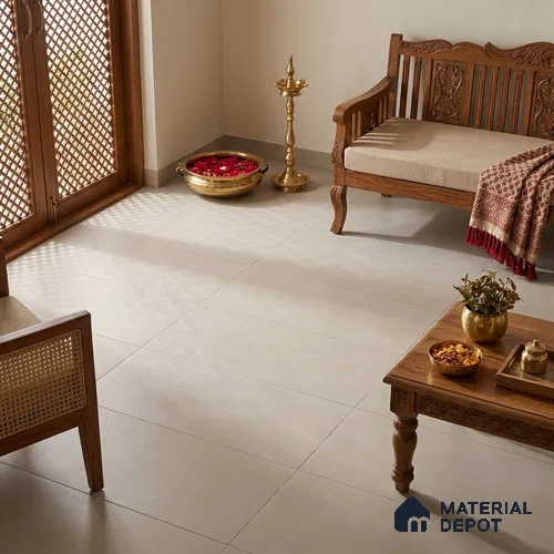 Plain Wall & Floor Tile TL 07428 K Cement Grey 4 ft x 2 ft Matte Finish Full Body Vitrified Tile - 9 mm | Suitable For Living Room, Hall, Bedroom