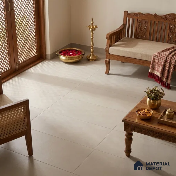 Plain Wall & Floor Tile TL 07428 K Cement Grey 4 ft x 2 ft Matte Finish Full Body Vitrified Tile - 9 mm | Suitable For Living Room, Hall, Bedroom