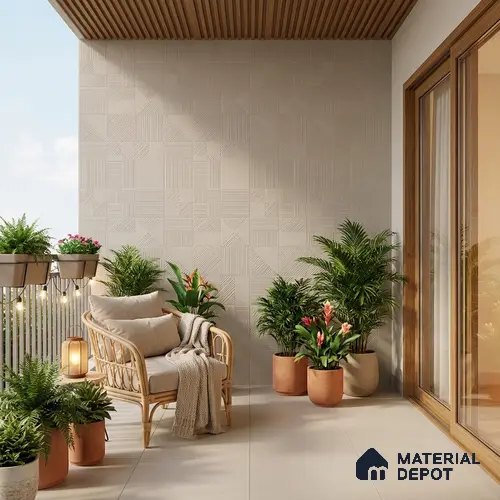 Grey Punch Wall Tile TL 07428 L Prestige Royal Triad Elemento Gris 4 ft x 2 ft Vitrified Matte Finish - 9 mm |  Suitable for Living Room, Bedroom, Bathroom