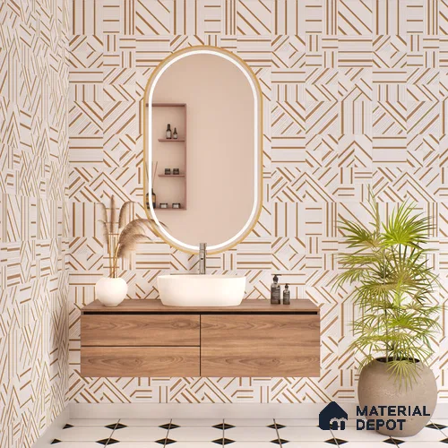 Cream Highlighter Floor & Wall Tile TL 07440 Royal Elemento Tria Metal 4 ft x 2 ft Vitrified Punch Finish - 9 mm | Suitable For Bathroom, Accent/Feature Wall, Dining Area