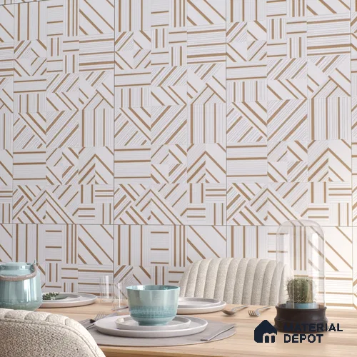 Cream Highlighter Floor & Wall Tile TL 07440  Royal Elemento Tria Metal 4 ft x 2 ft Vitrified Punch Finish - 9 mm | Suitable For Bathroom, Accent/Feature Wall, Dining Area