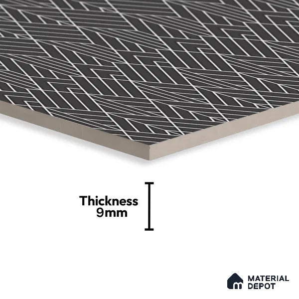 Black Highlighter Wall Tile TL 07441 B Prestige Royal Stonex Nero Trend Lust 4 ft x 2 ft Vitrified Punch Finish - 9 mm | Suitable For Bathroom, Accent/Feature Wall, Dining Area