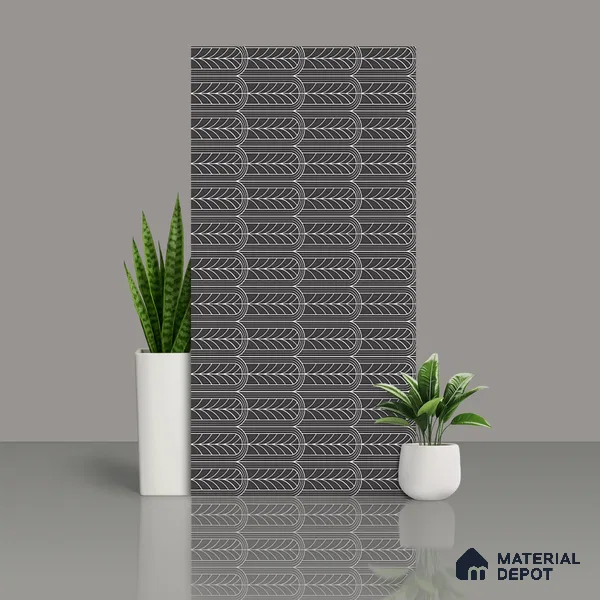 Black Highlighter Wall Tile TL 07441 C Prestige Royal Stonex Nero Zoi Lust 4 ft x 2 ft Vitrified Punch Finish - 9 mm | Suitable For Bathroom, Accent/Feature Wall, Dining Area