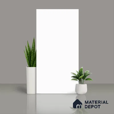 Plain Wall & Floor Tile TL 07442 White 4 ft x 2 ft Sugar Finish Vitrified Tile - 9 mm | Suitable For Living Room, Hall, Bedroom