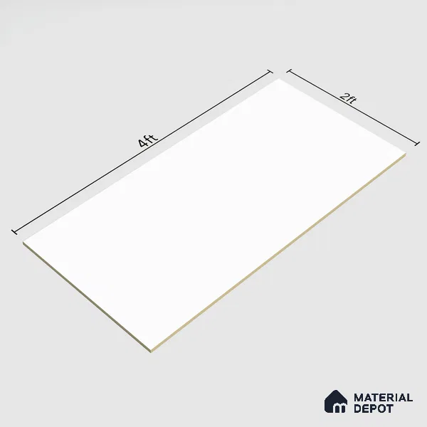 Plain Wall & Floor Tile TL 07442 White 4 ft x 2 ft Sugar Finish Vitrified Tile - 9 mm | Suitable For Living Room, Hall, Bedroom