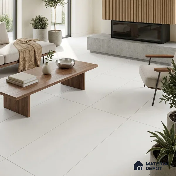 Plain Wall & Floor Tile TL 07442 White 4 ft x 2 ft Sugar Finish Vitrified Tile - 9 mm | Suitable For Living Room, Hall, Bedroom
