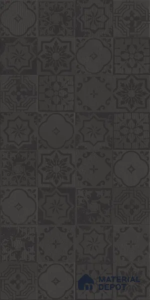 Black Highlighter Wall Tile TL 07443 Prestige Royal Quadrato Black Decor 4 ft x 2 ft Full Body Vitrified Finish - 9 mm | Suitable For Bathroom, Accent/Feature Wall, Dining Area