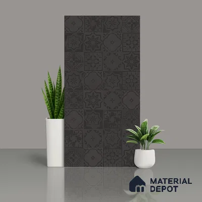 Black Highlighter Wall Tile TL 07443 Prestige Royal Quadrato Black Decor 4 ft x 2 ft Full Body Vitrified Finish - 9 mm | Suitable For Bathroom, Accent/Feature Wall, Dining Area