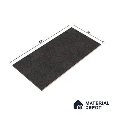 Black Highlighter Wall Tile TL 07443 Prestige Royal Quadrato Black Decor 4 ft x 2 ft Full Body Vitrified Finish - 9 mm | Suitable For Bathroom, Accent/Feature Wall, Dining Area