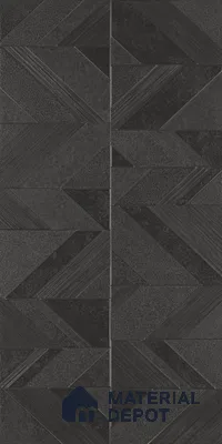 Black Highlighter Wall Tile TL 07444 B Prestige Royal Chevron Elemento Black 4 ft x 2 ft Vitrified Punch Finish - 9 mm | Suitable For Bathroom, Accent/Feature Wall, Dining Area