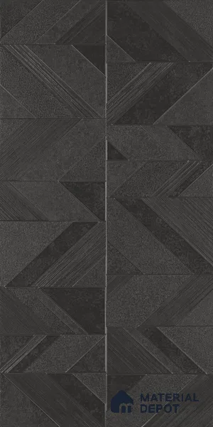 Black Highlighter Wall Tile TL 07444 B Prestige Royal Chevron Elemento Black 4 ft x 2 ft Vitrified Punch Finish - 9 mm | Suitable For Bathroom, Accent/Feature Wall, Dining Area