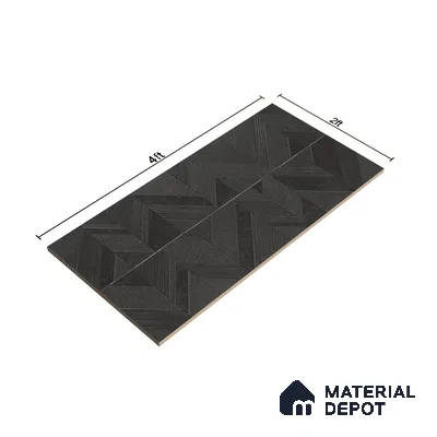 Black Highlighter Wall Tile TL 07444 B Prestige Royal Chevron Elemento Black 4 ft x 2 ft Vitrified Punch Finish - 9 mm | Suitable For Bathroom, Accent/Feature Wall, Dining Area