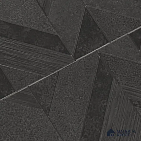Black Highlighter Wall Tile TL 07444 B Prestige Royal Chevron Elemento Black 4 ft x 2 ft Vitrified Punch Finish - 9 mm | Suitable For Bathroom, Accent/Feature Wall, Dining Area