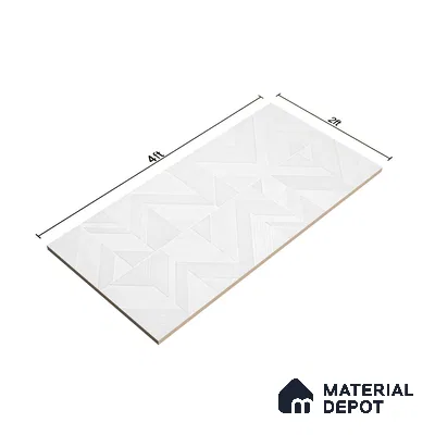 White Highlighter Wall Tile TL 07444 Prestige Royal Chevron Elemento Bianco 4 ft x 2 ft Vitrified Punch Finish - 9 mm | Suitable For Bathroom, Accent/Feature Wall, Dining Area