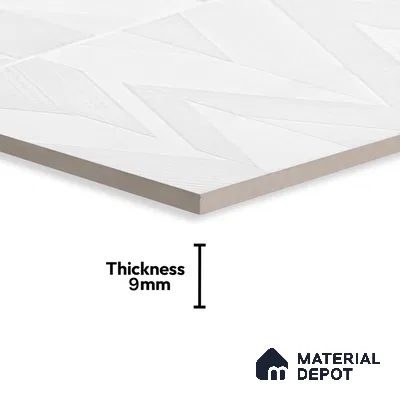 White Highlighter Wall Tile TL 07444 Prestige Royal Chevron Elemento Bianco 4 ft x 2 ft Vitrified Punch Finish - 9 mm | Suitable For Bathroom, Accent/Feature Wall, Dining Area