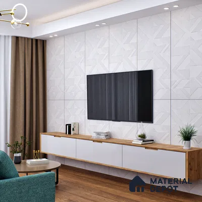 White Highlighter Wall Tile TL 07444 Prestige Royal Chevron Elemento Bianco 4 ft x 2 ft Vitrified Punch Finish - 9 mm | Suitable For Bathroom, Accent/Feature Wall, Dining Area
