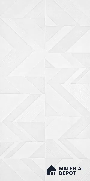 White Highlighter Wall Tile TL 07444 Prestige Royal Chevron Elemento Bianco 4 ft x 2 ft Vitrified Punch Finish - 9 mm | Suitable For Bathroom, Accent/Feature Wall, Dining Area