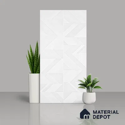White Highlighter Wall Tile TL 07444 Prestige Royal Chevron Elemento Bianco 4 ft x 2 ft Vitrified Punch Finish - 9 mm | Suitable For Bathroom, Accent/Feature Wall, Dining Area