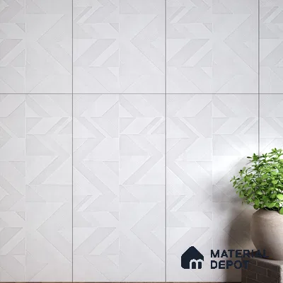White Highlighter Wall Tile TL 07444 Prestige Royal Chevron Elemento Bianco 4 ft x 2 ft Vitrified Punch Finish - 9 mm | Suitable For Bathroom, Accent/Feature Wall, Dining Area