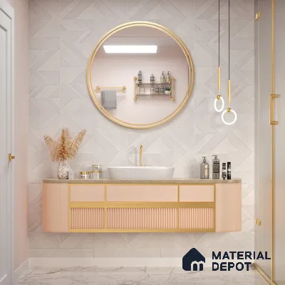 White Highlighter Wall Tile TL 07444 Prestige Royal Chevron Elemento Bianco 4 ft x 2 ft Vitrified Punch Finish - 9 mm | Suitable For Bathroom, Accent/Feature Wall, Dining Area