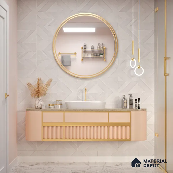 White Highlighter Wall Tile TL 07444 Prestige Royal Chevron Elemento Bianco 4 ft x 2 ft Vitrified Punch Finish - 9 mm | Suitable For Bathroom, Accent/Feature Wall, Dining Area