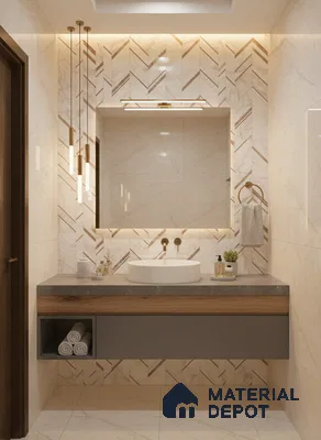 Cream Highlighter Wall Tile TL 07445 B Prestige Royal Statuario Seville Decor 4 ft x 2 ft Vitrified High Gloss Finish - 9 mm |  Suitable for Living Room, Bedroom, Bathroom (Sample)