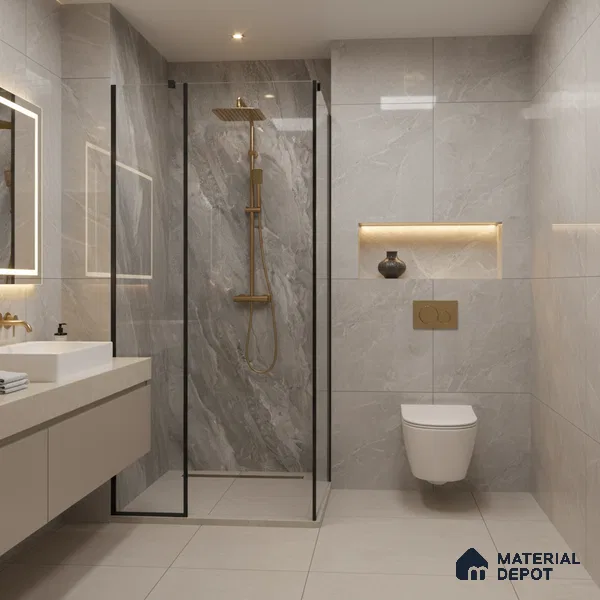 Grey Marble Floor & Wall Tile TL 07447 B Royal Sofita Grey 4 ft x 2 ft Vitrified High Gloss Finish - 9 mm | Seamless 5 | Suitable for Living Room, Bedroom, Bathroom