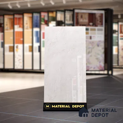 Marble Carrara Wall & Floor Tile TL 07451 Off-White 4 ft x 2 ft High Gloss Finish Vitrified Tile - 9 mm | 4 Random Designs | Suitable For Living Room, Bedroom, Dining
