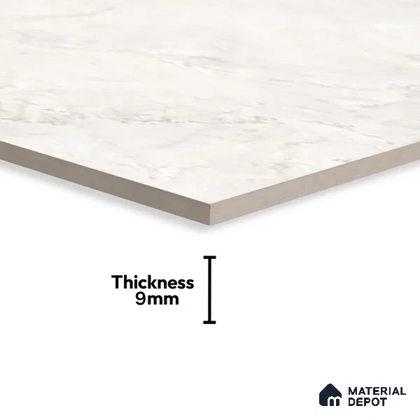 Marble Carrara Wall & Floor Tile TL 07451 Off-White 4 ft x 2 ft High Gloss Finish Vitrified Tile - 9 mm | 4 Random Designs | Suitable For Living Room, Bedroom, Dining
