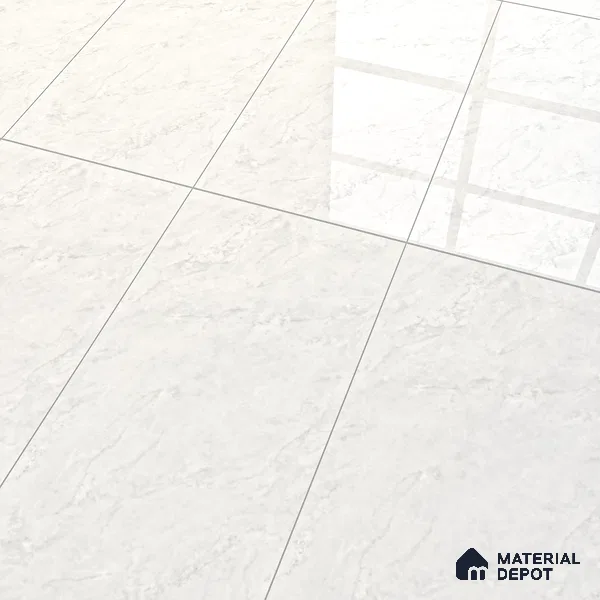 Marble Carrara Wall & Floor Tile TL 07451 Off-White 4 ft x 2 ft High Gloss Finish Vitrified Tile - 9 mm | 4 Random Designs | Suitable For Living Room, Bedroom, Dining